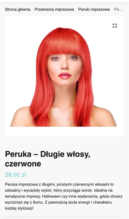 Peruka czerwone wlosy arielka „18”