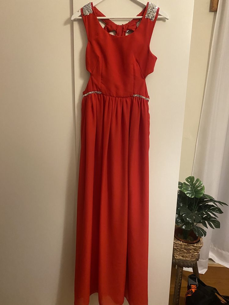 Vestido cetim encarnado para baile/cerimonia