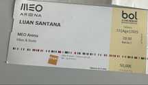 Bulhete fisico Luan Santana 23 agosto