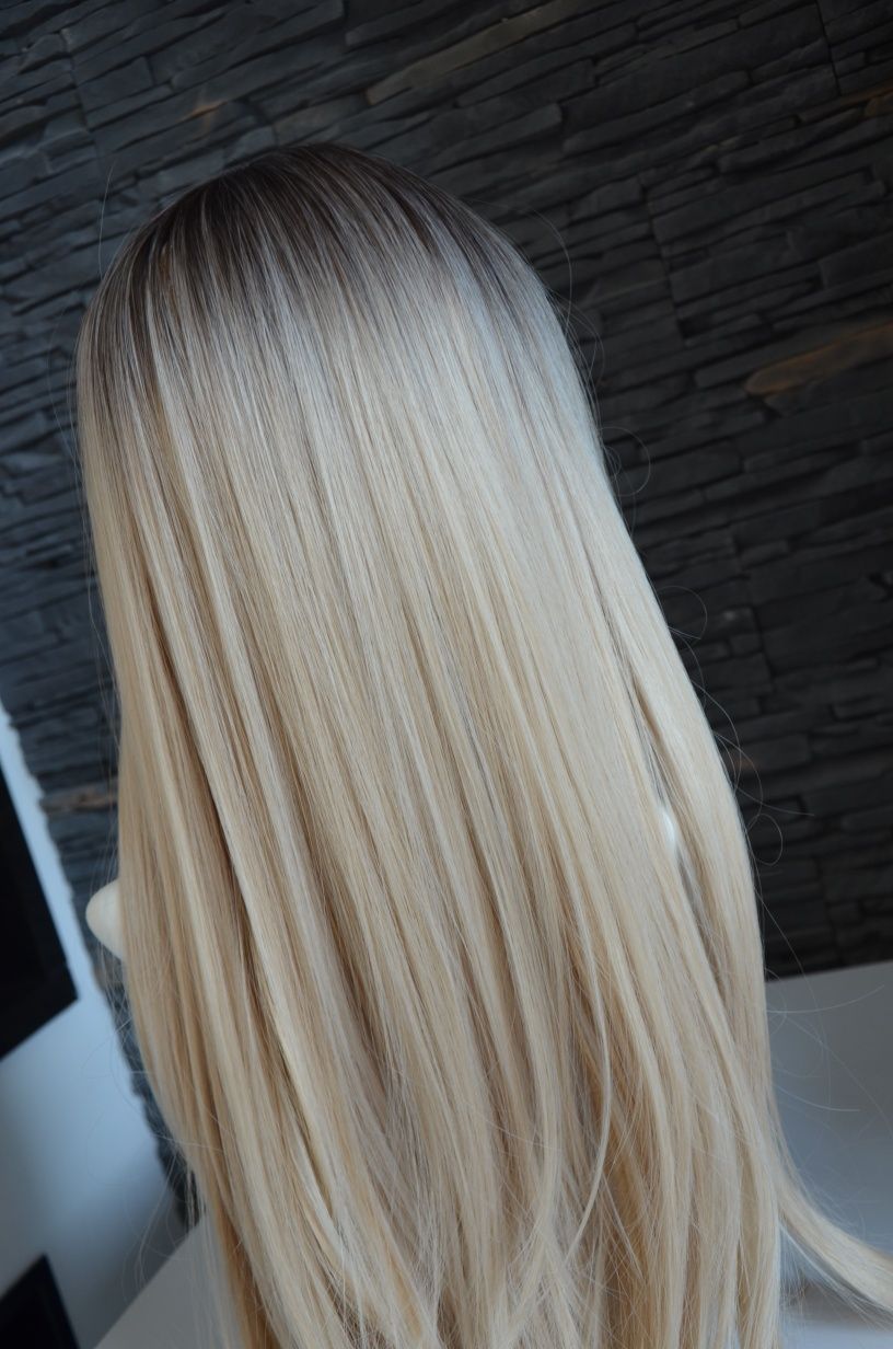 Peruka jasny blond długie gęste włosy NOWA