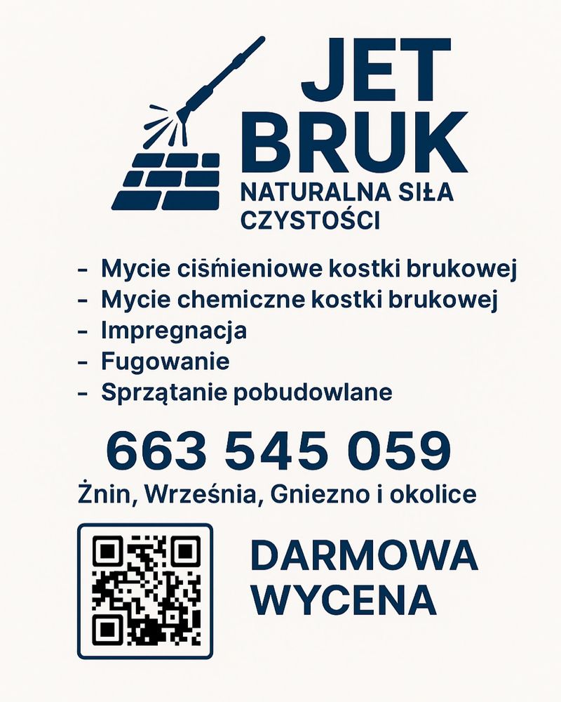 Mycie/Czyszczenie Kostki Brukowej ŻNIN, WRZESNIA, GNIEZNO, OKOLICE,