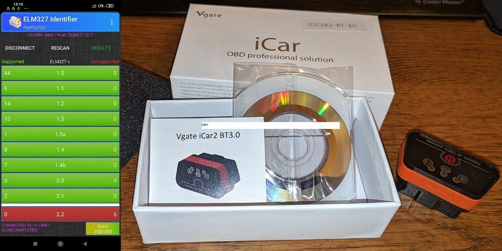 OBD-II сканер адаптер V-GATE ICAR2 V2.2 Bluetooth 3.0 краще ніж ELM327