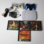 Playstation 1 One Slim Biała | 4 Gry | 2 pady | Crash Rayman Tomb