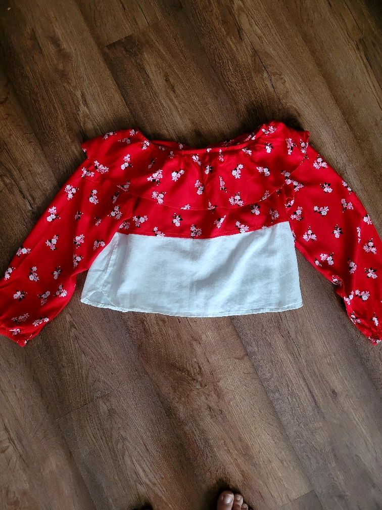 Biało czerwona bluzka H&M 152 dla dziewczynki