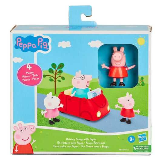 Figurki Świnka Peppa Suzy i Tata Świnka + autko zestaw figurek NOWY