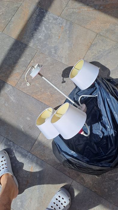 Candeeiro rosa 3 abajours