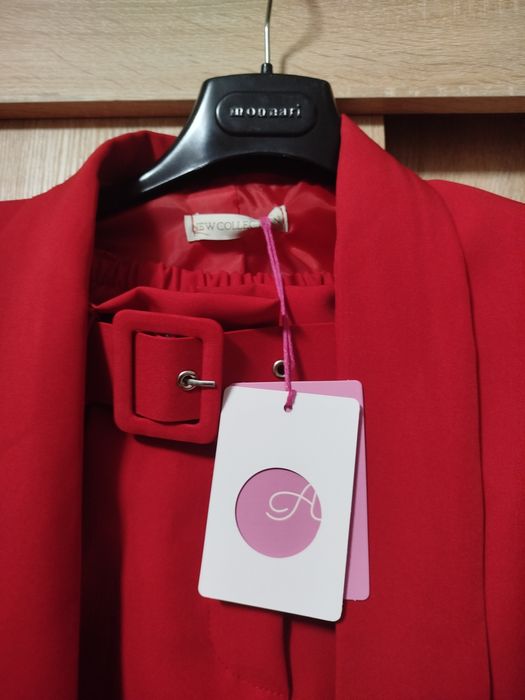 Garsonka żakiet+ spodnie komplet piękna czerwień L