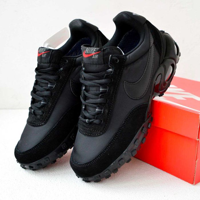 Nike Air Max Waffle чорні термо кросівки зимові чоловічі найк кросовки