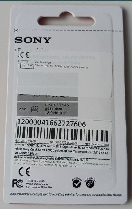 Sony 128 GB Karta pamięci MicroSD z adapterem Nowa