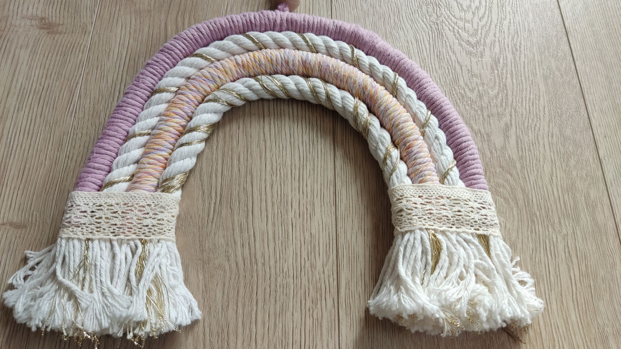 Makrama tęcza boho ozdoba do pokoju. Ręczna robota.