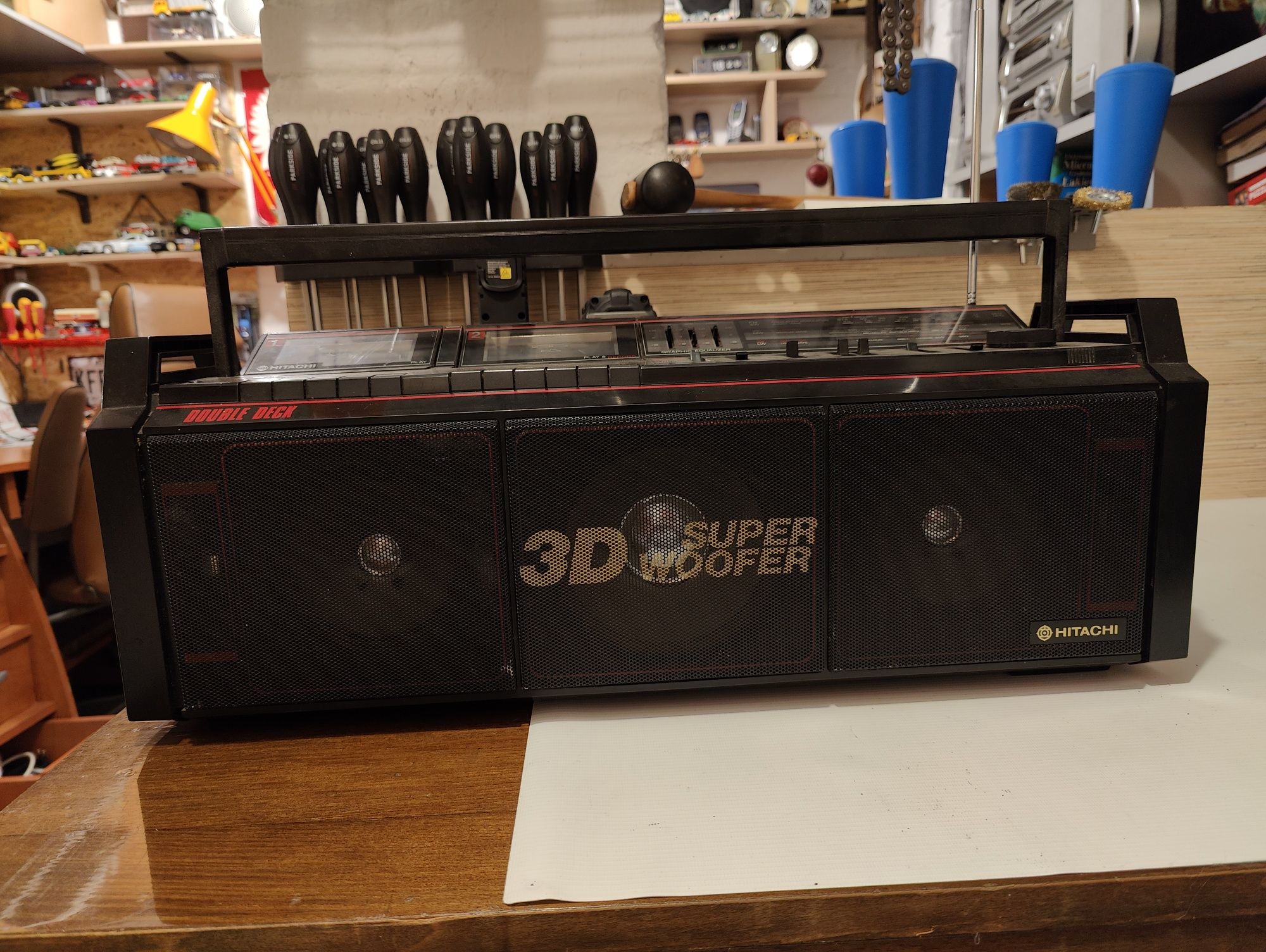 Hitachi super woofer 3D radiomagnetofon Sprawny