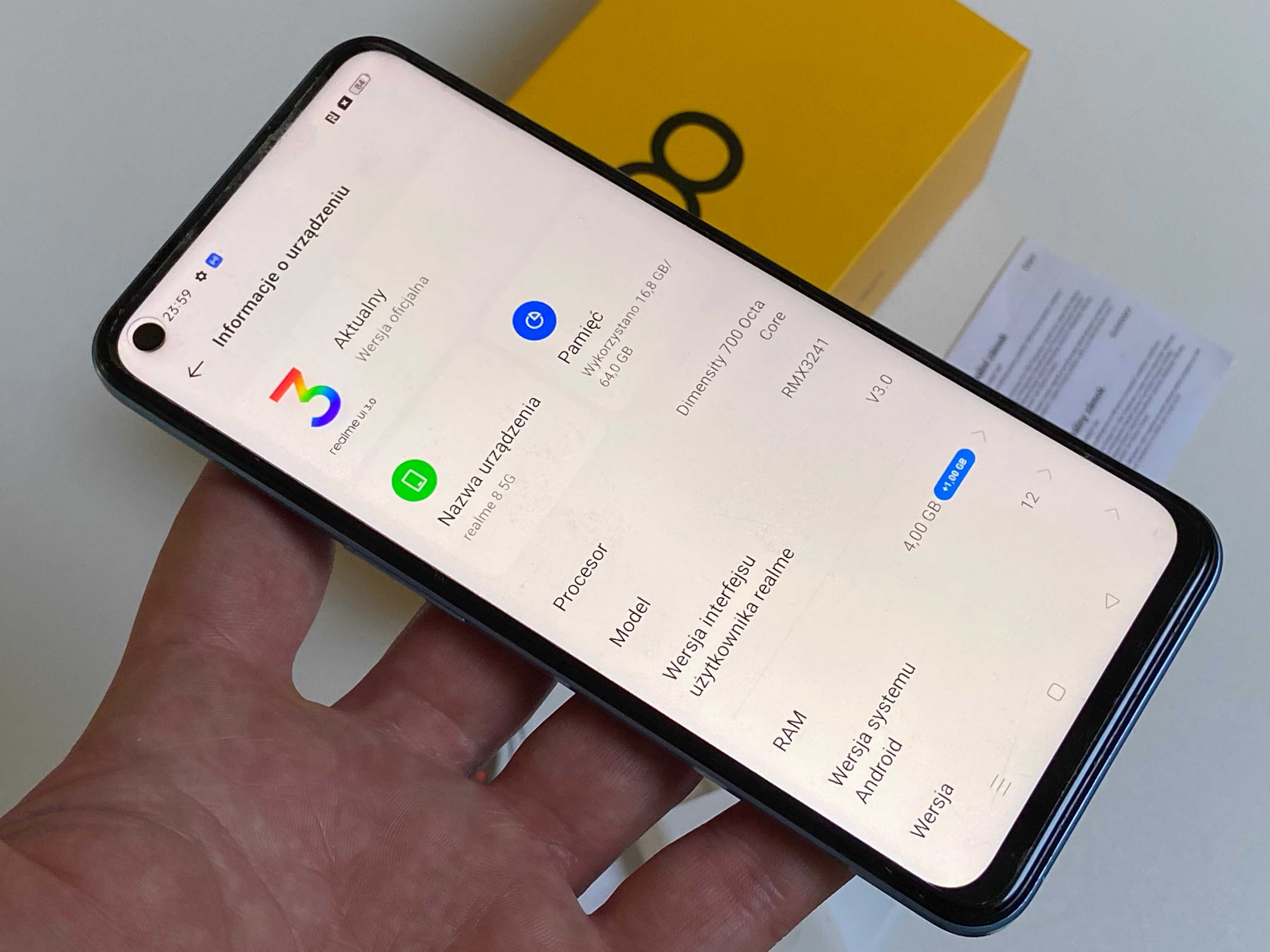 TELEFON REALME 8 5G 4/64 ZADBANY ZESTAW OKAZJA !! 100% oryginał gwaran