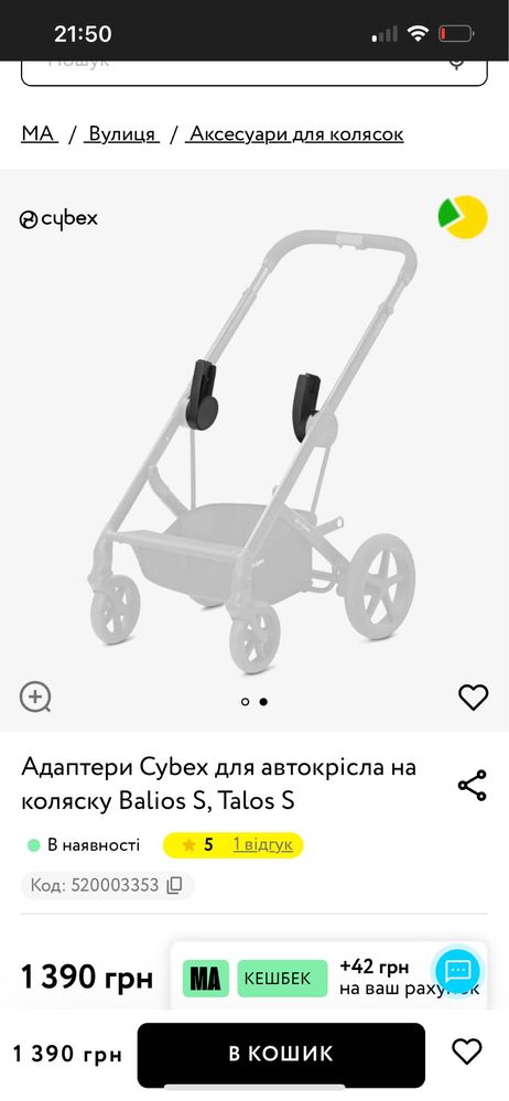 Адаптери до автокрісла ,каляски cybex