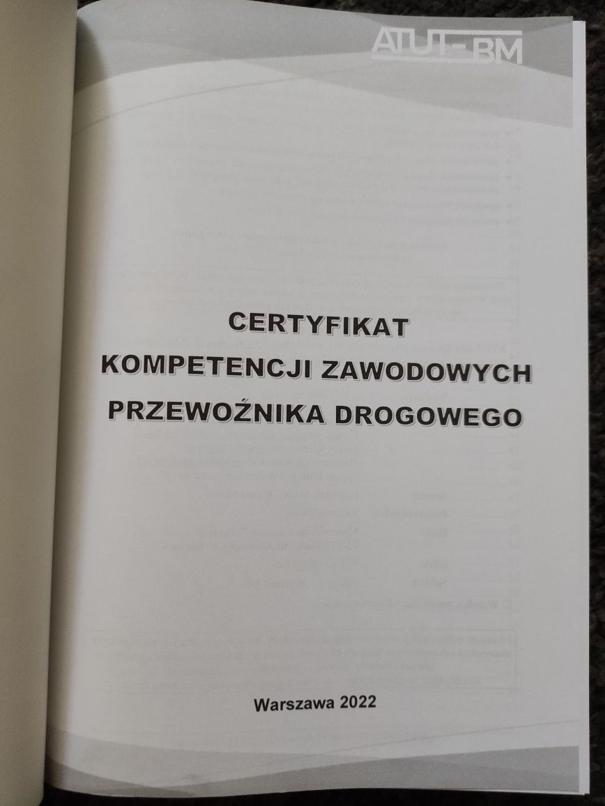 Podręcznik przewoźnika certyfikat kompetencji przewoźnika