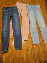 Jegginsy jeansowe z denimu, jeansy w gumke 3 pak r.128 h&m