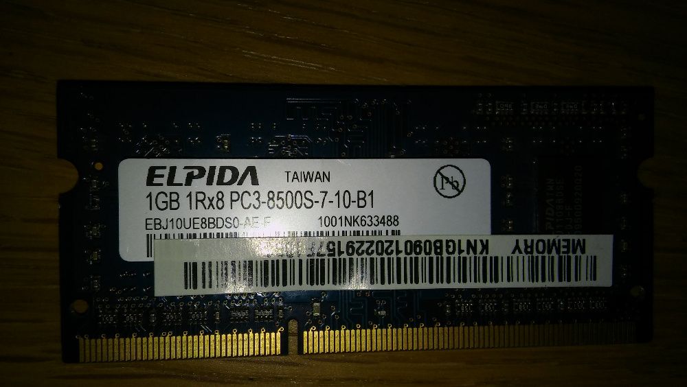 Pamięć RAM Elpida 1 GB 1Rx8 PC3-8500S-7-10-B1