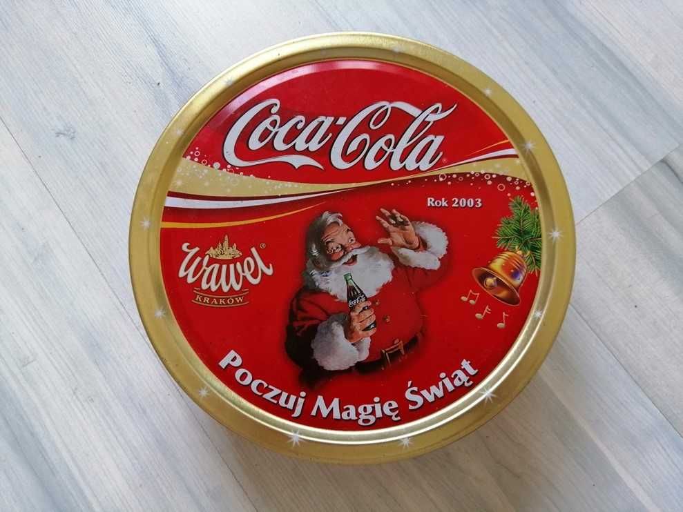 Kultowe metalowe pudełko / puszka świąteczna z wieczkiem Coca-cola.