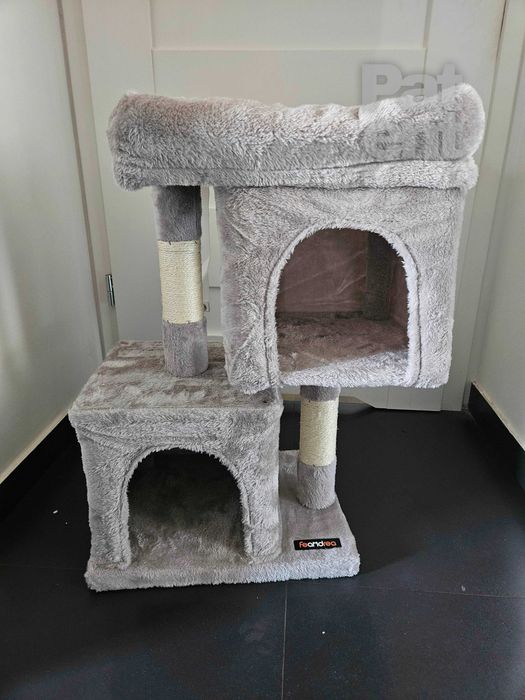 Drapak dla kota kompaktowy 67 cm szary domek słupek legowisko