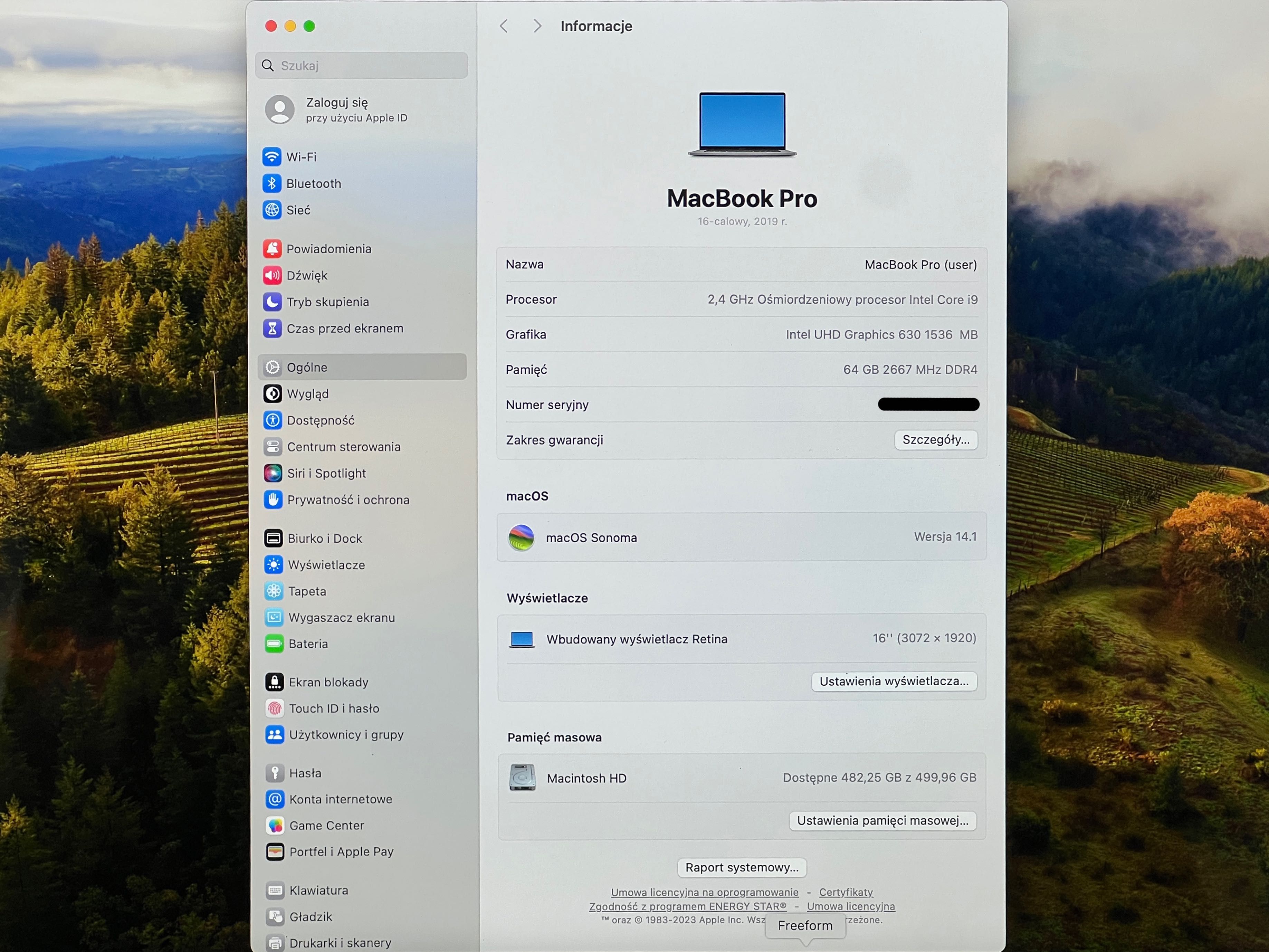 2019 MacBook Pro A2141 16" i9 2.4 GHz 64GB 512GB