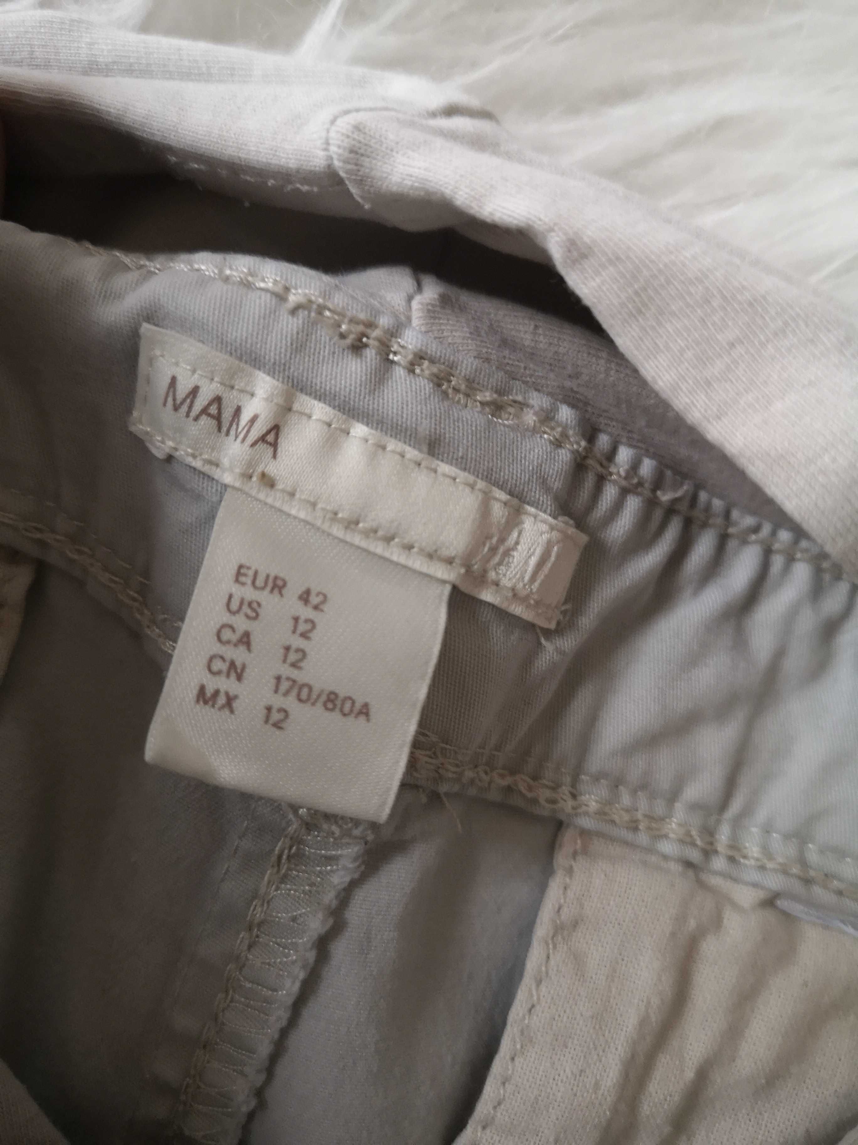 H&M Mama spodnie ciążowe beżowe ecru roz. 42