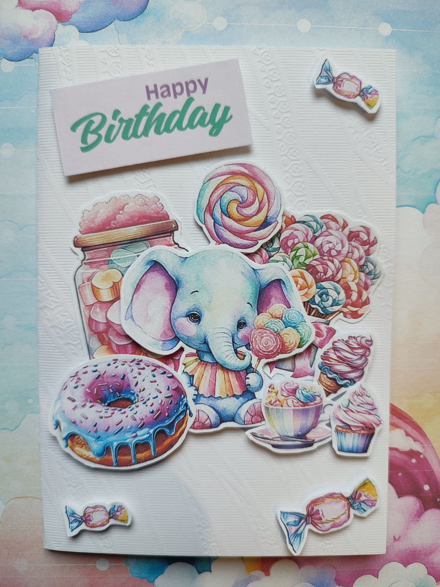 Kartka okolicznościowa urodziny słoniki