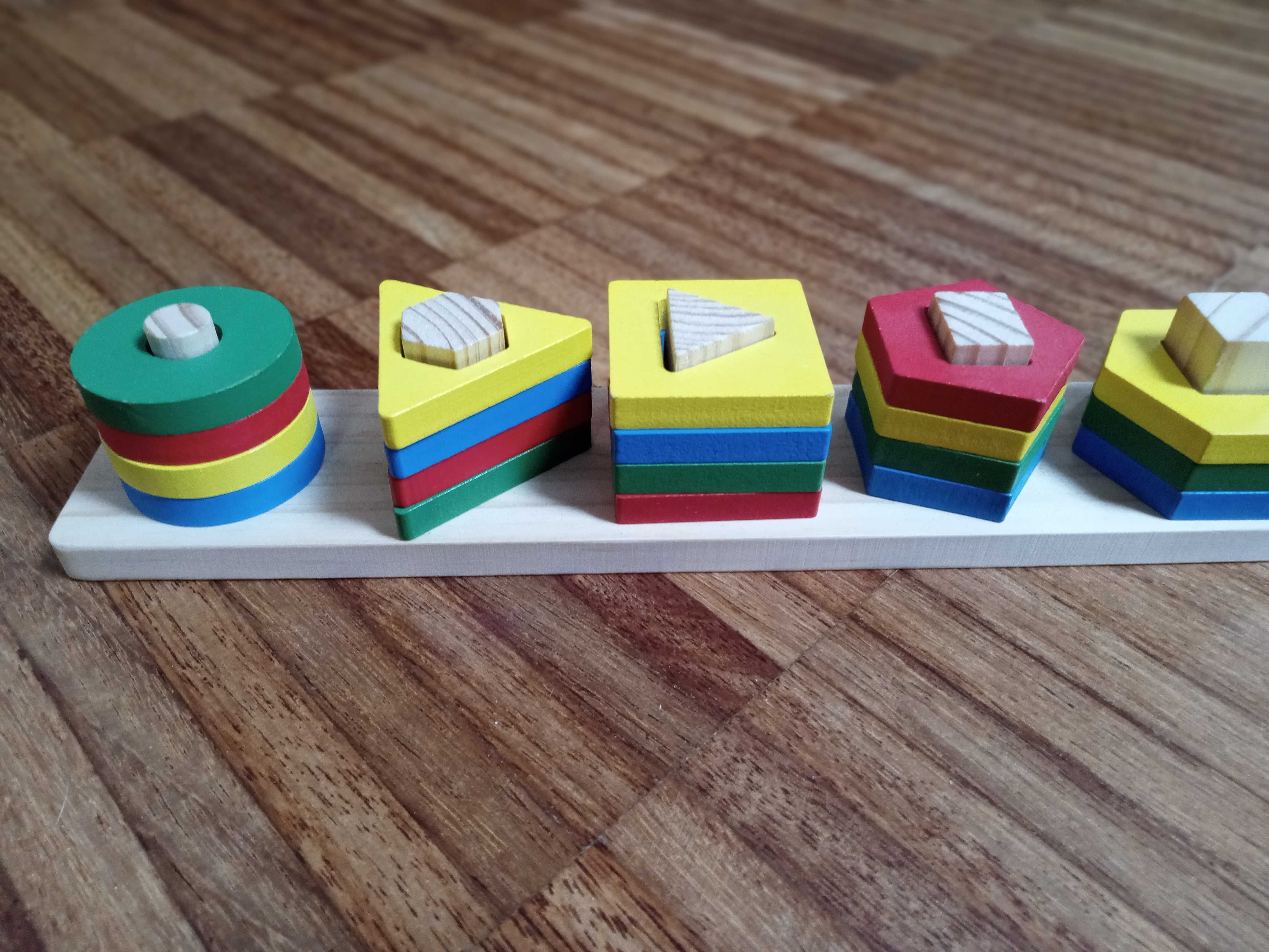 Drewniany geometryczny sorter, puzzle do sortowania kształtów