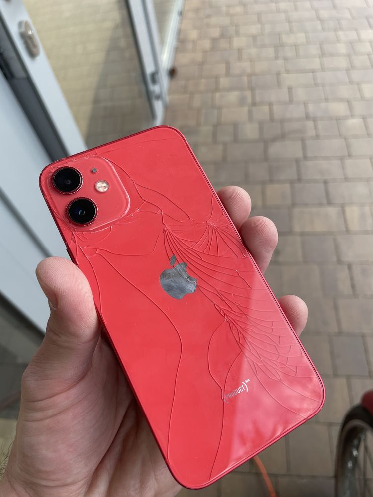 Iphone 12 mini, full sprawny, 64 gb, zbity tyl, red, czerwony