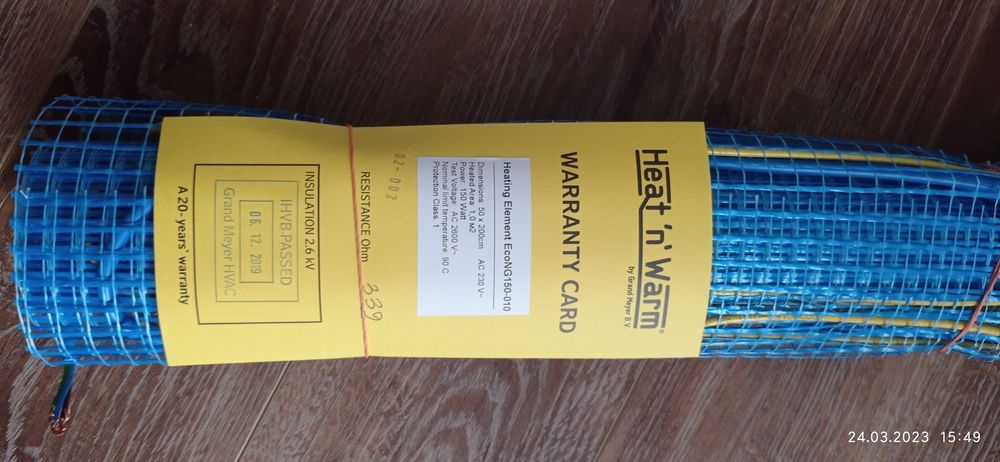 Тепла підлога мат 1м2 Grand Meyer нагрівальний кабель, теплый пол