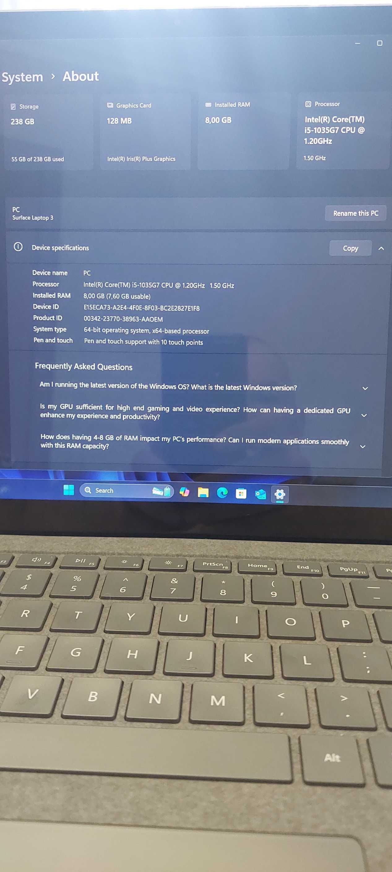 Ноутбук Microsoft Surface Laptop 3 (I5-1035G7 4/8 ядра, 8/256)