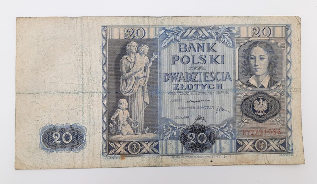 Stary Banknot kolekcjonerski Polska 20 zł 1936