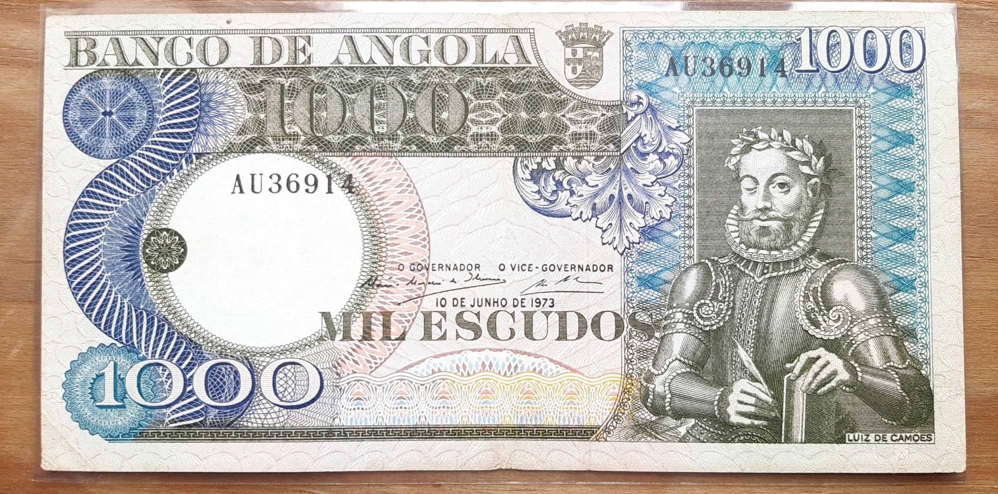 Set completo Notas de Angola Camões - 1000, 500, 100, 50 e 20