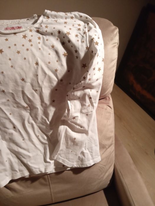 2 białe t-shirty z długim rękawem rozmiar 140