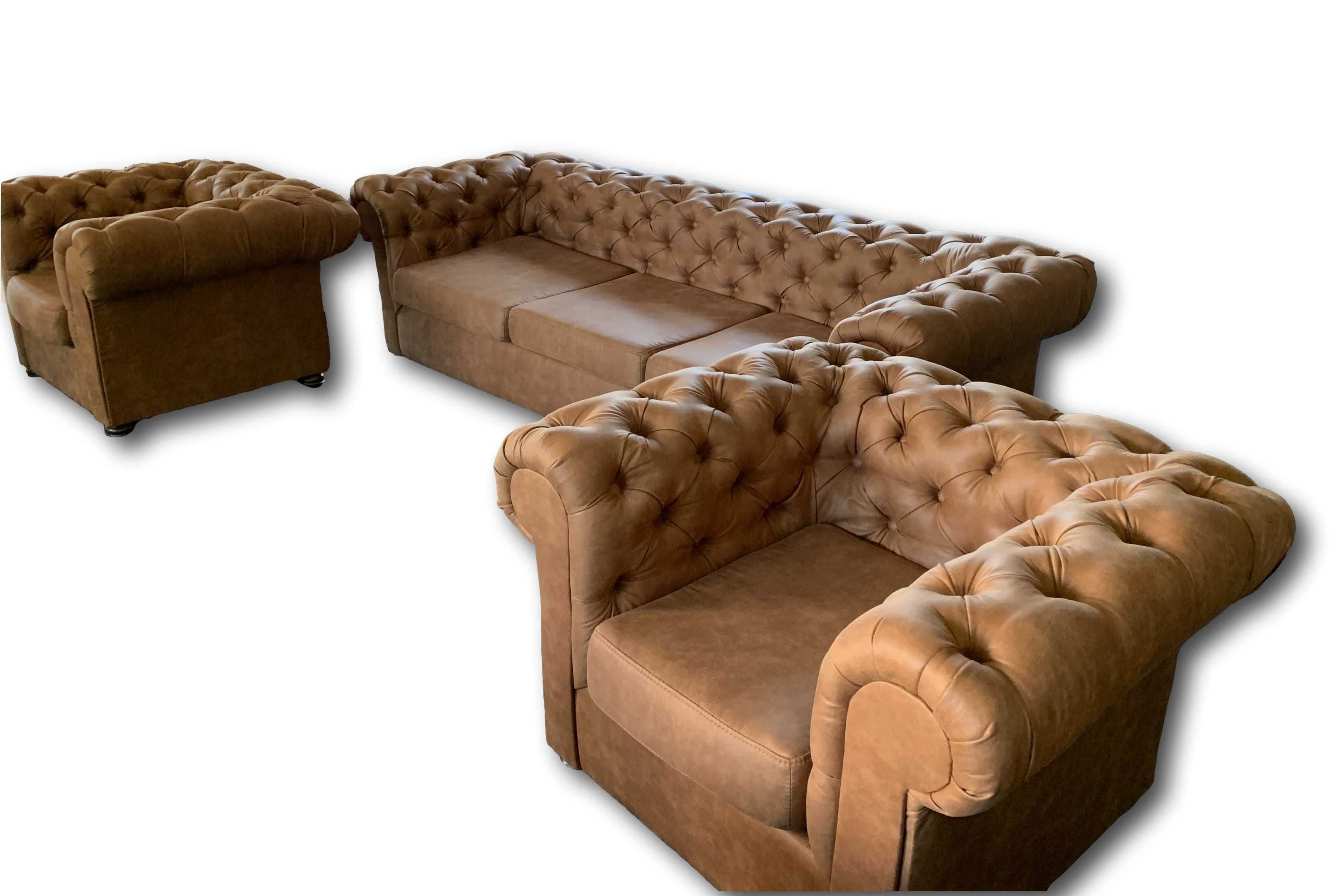 Chesterfield Sofa Trzyosobowa z Funkcją Spania