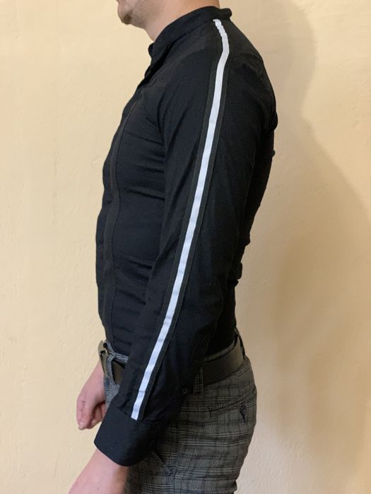 Сорочка чорна. Бавовна. Воротнік зі стійкою