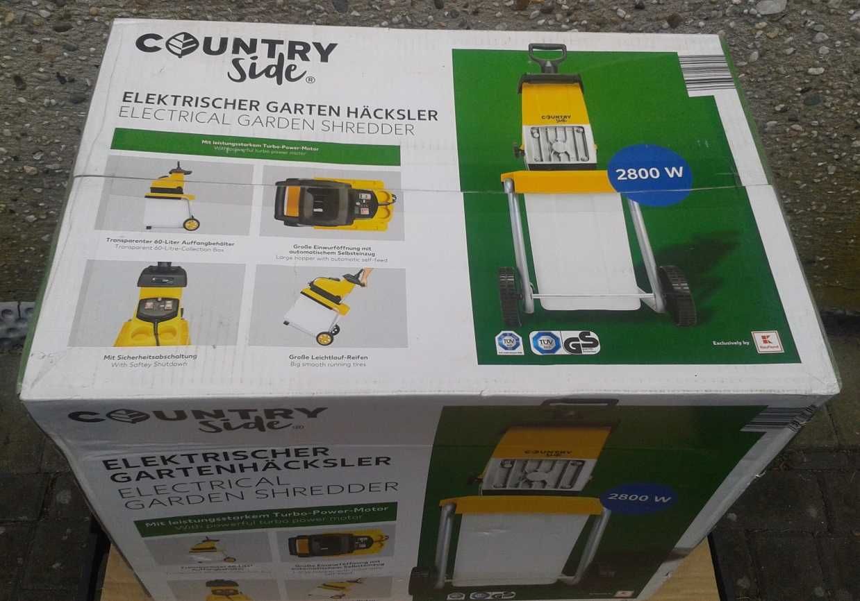 Country Side ROZDRABNIACZ rębak elektryczny 2800W pojemnik 60L NOWY