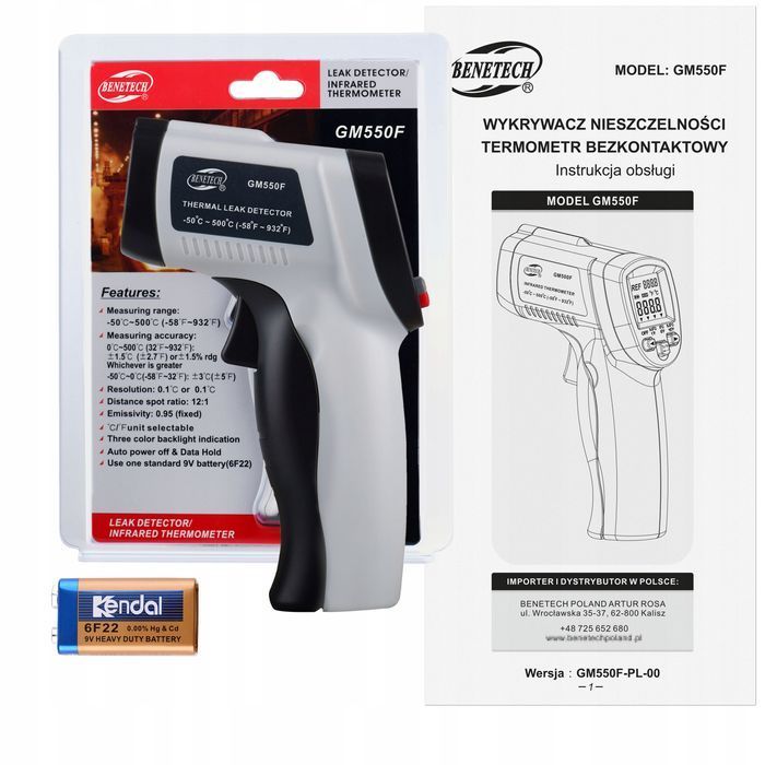 Pirometr Termometr Laserowy Bezdotykowy -50 +500C