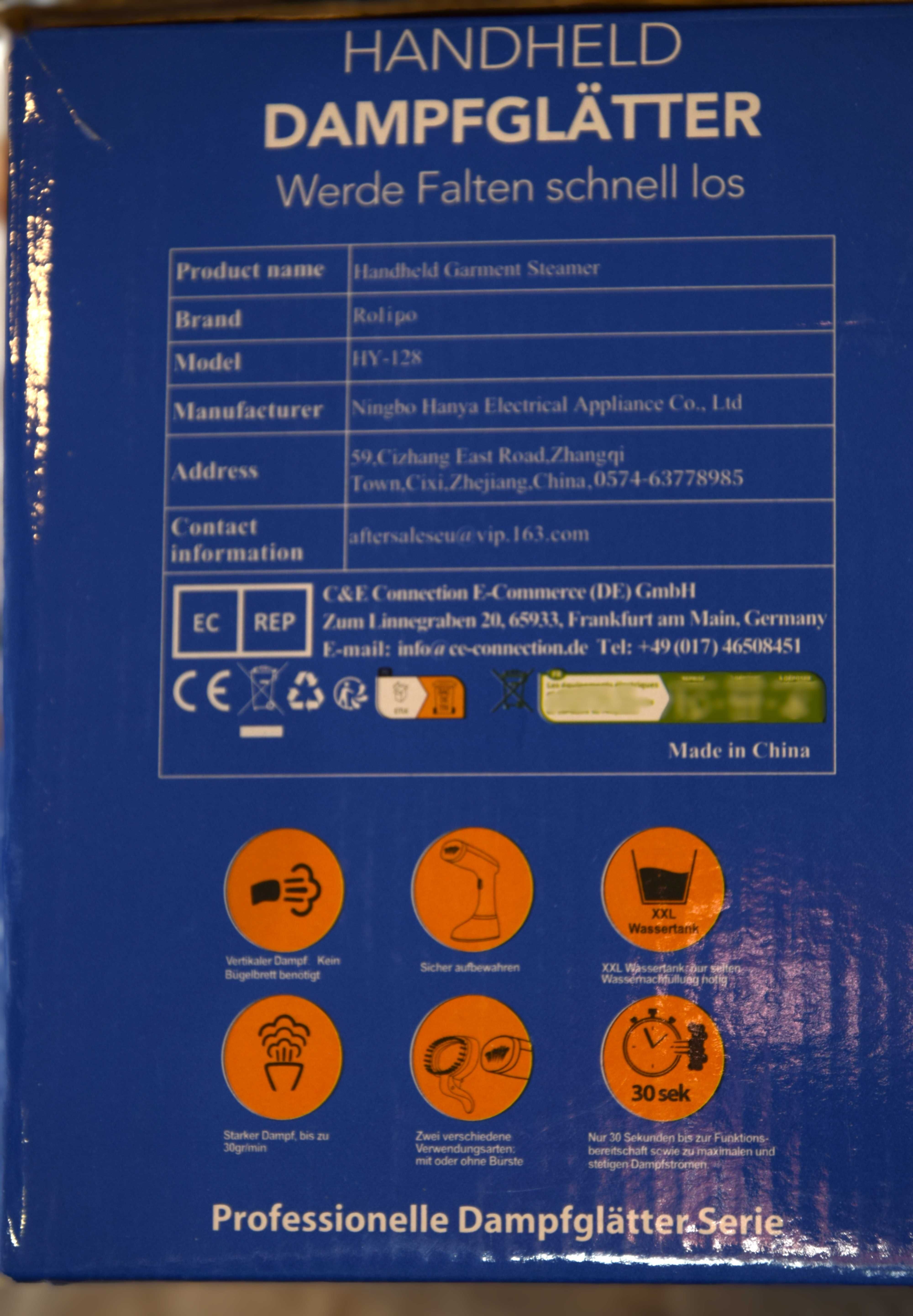 Żelazko parowe Rolipo 2000 W,400 ml, zbiornik na wodę,szczotka parowa.