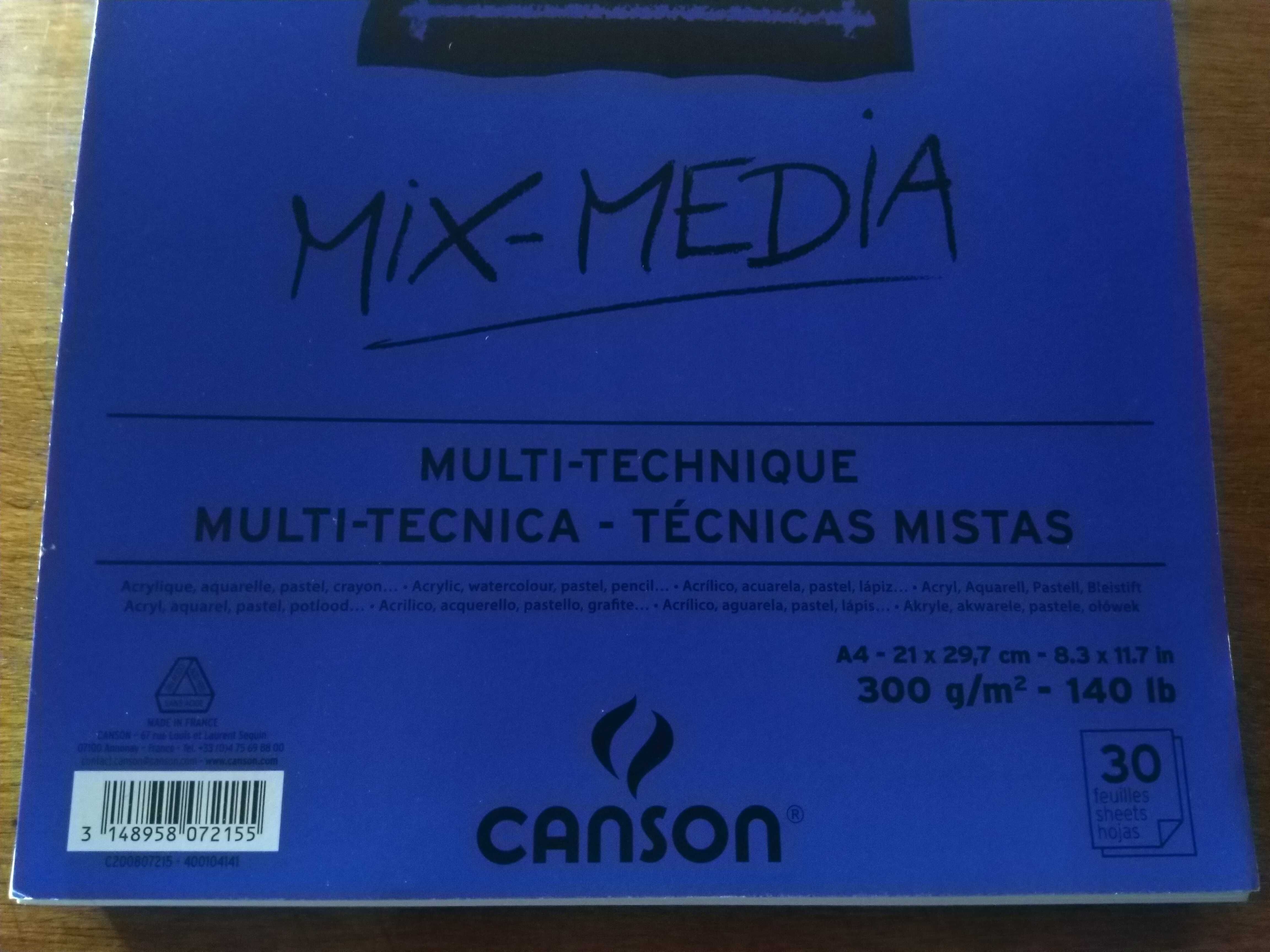 Canson XL - Bloco Mix Media 30 Folhas 300g A4