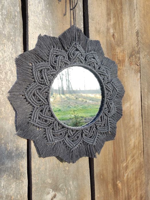Lustro w stylu Boho w kolorze czarnym