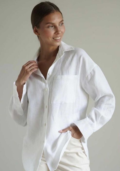 Стильна лляна сорочка H&M оверсайз M/L в ідеалі