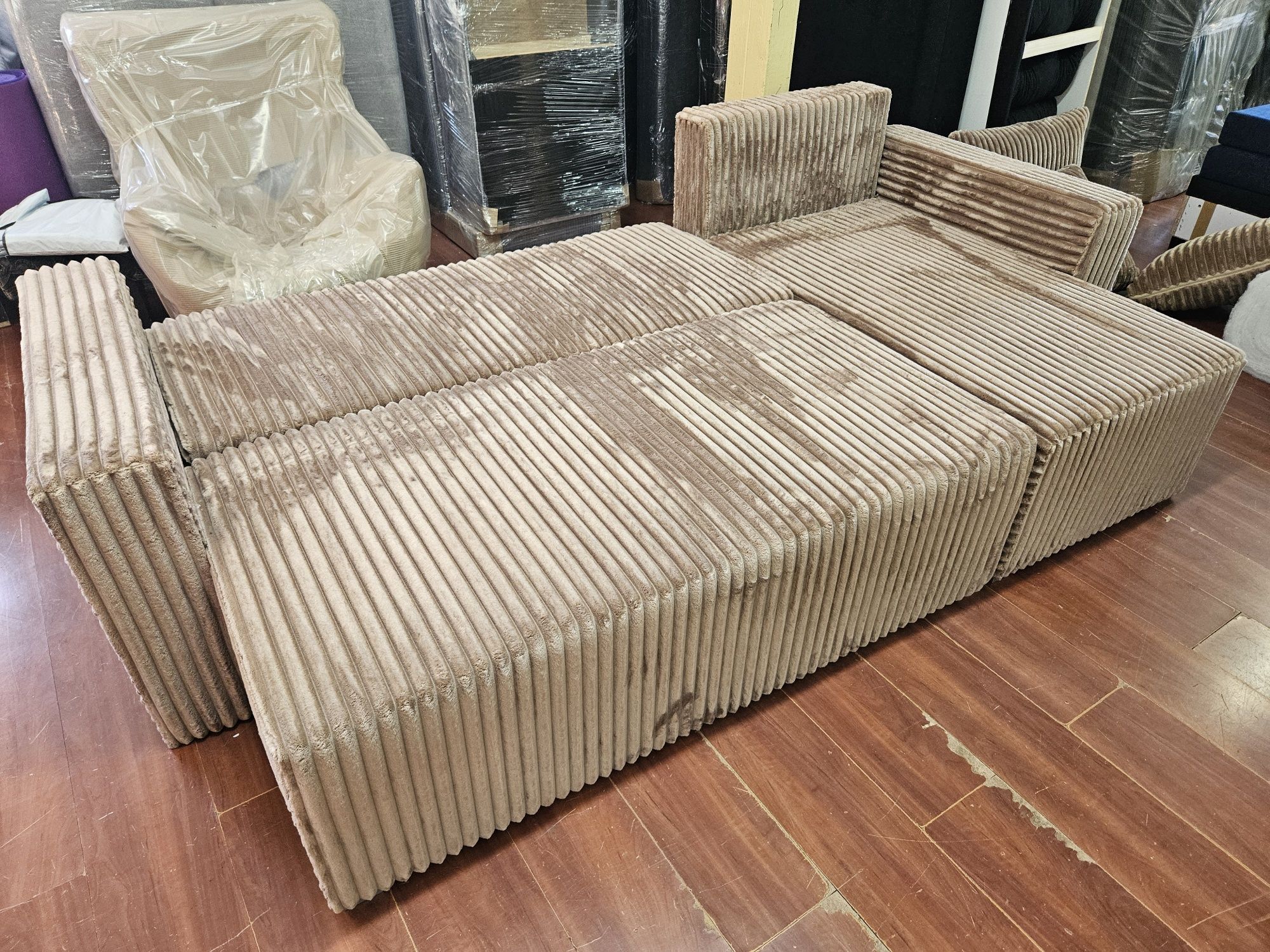 Narożnik Kanapa Sofa Gruby Sztruks Dostawa Cała Polska