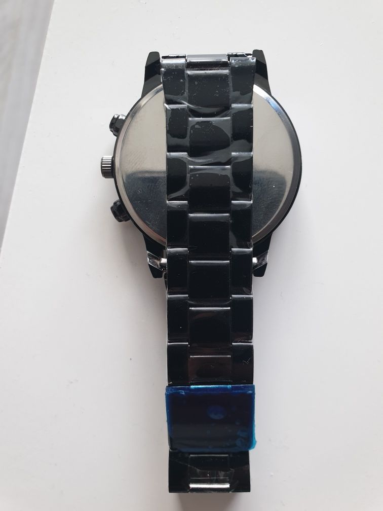 Zegarek męski bransoleta czarny Geneva klasyczny smartwatch analogowy