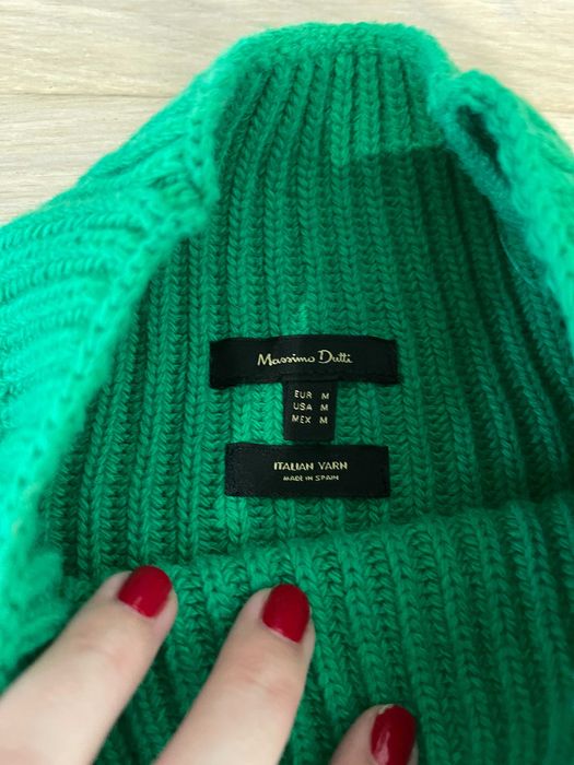 zielony wełniany sweter Massimo Dutti M-L