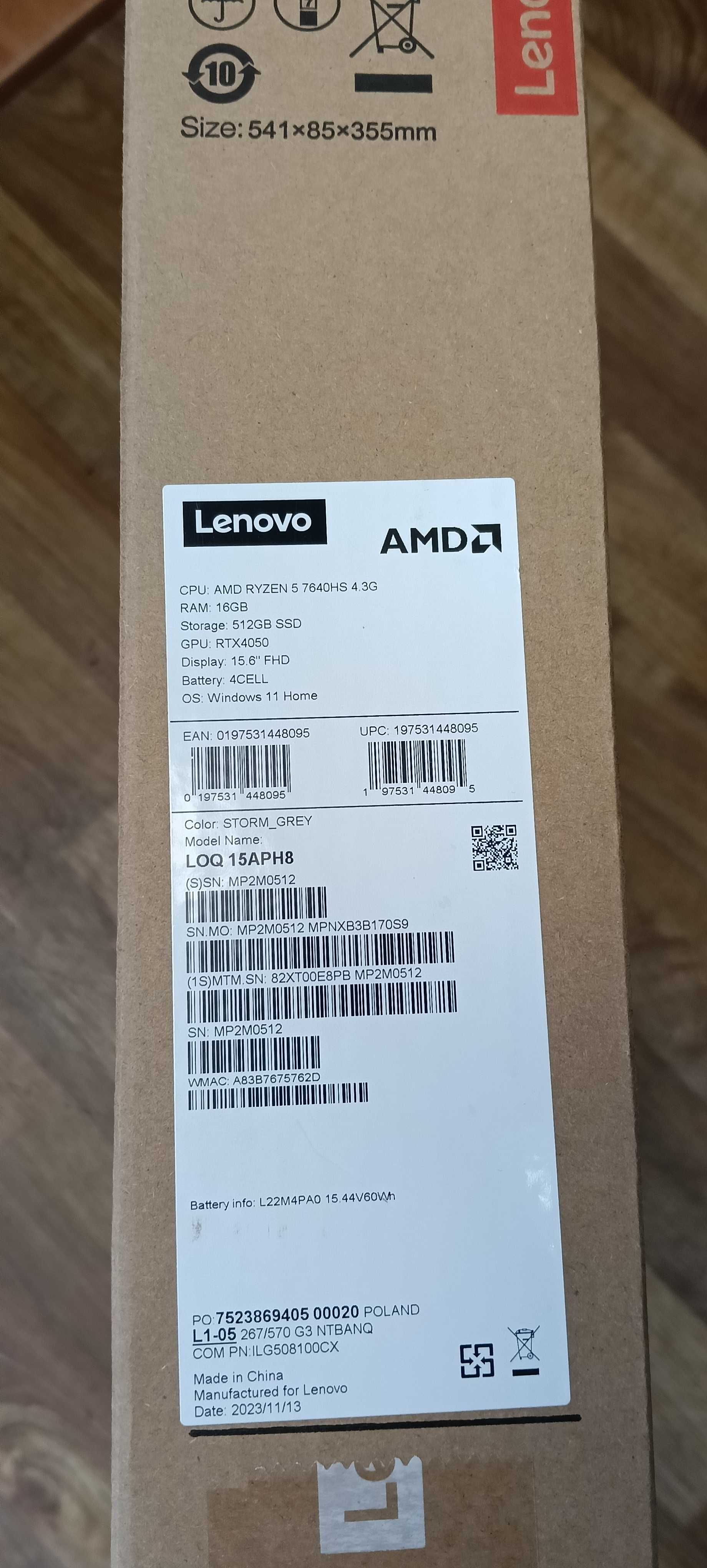 Laptop gamingowy Lenovo LOQ 15APH8 16GB/512GB/NOWY/Gwarancja