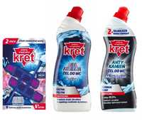 2x Kret Żel do WC ACTIVE 750 ml+Antykamień Multi Action 750g+zawieszka