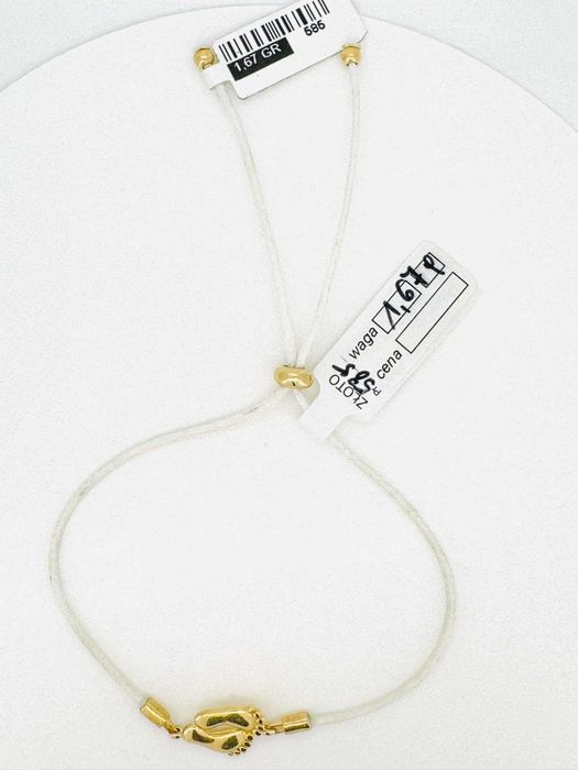 złota bransoletka na sznurku złote stópki i kulki pr 585 waga 1,67 g