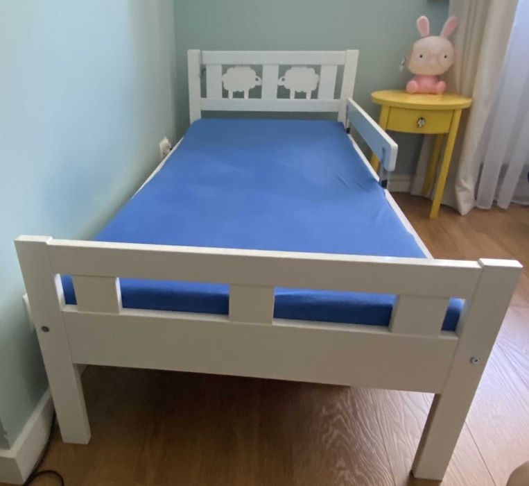 Łóżko dziecięce IKEA KRITTER 70x160 cm Białe. Pełen zestaw / stan bdb.