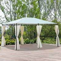 Pérgola para jardim 4x3x2.55m Tecido Poliéster