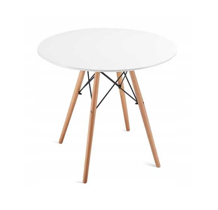 Stolik STÓŁ OKRĄGŁY Skandynawski Biały Loft 80x75cm Salon - WYPRZEDAŻ