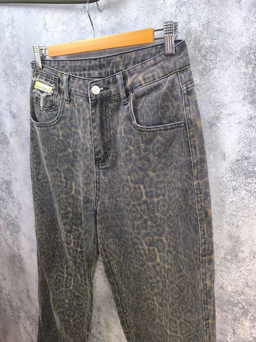 Леопардові жіночі джинси вільні широкі під вінтаж висока посадка
